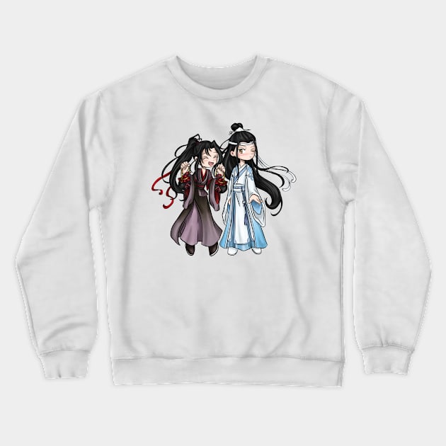 Chibi Fan Art - Grandmaster of Demonic Cultivation - Wei Waixun and Lan Wangji Crewneck Sweatshirt by smileycat55555